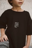 Bisiklet Yaka Nakışlı Oversize T-shirt Bebek Çocuk - 7