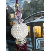 Mor Renkli İnci Perde Orta Süsü Perde Sarkıtı Cam Süsü Orta Püskül - 4