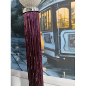 Mor Renkli İnci Perde Orta Süsü Perde Sarkıtı Cam Süsü Orta Püskül - 5