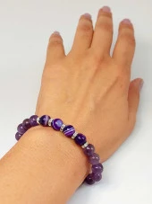 Ametist Ağırlıklı Mor Akik Taşı 8mm Bileklik (Mor Renkler Serisi) thumbnail 1