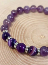 Ametist Ağırlıklı Mor Akik Taşı 8mm Bileklik (Mor Renkler Serisi) thumbnail 3
