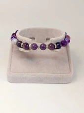 Mor Akik Ağırlıklı Ametist Taşı 8mm Bileklik (Mor Renkler Serisi) thumbnail 2