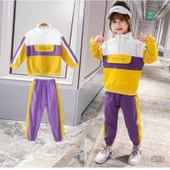MODAVALS WANT TO BE YOU BASKILI YARIM FERMUAR DETAYLI UNISEX ÇOCUK EŞOFMAN TAKIMI - MOR - 1