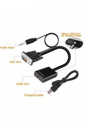 BASTORE Vga Hdmi Çevirici Dönüştürücü Kablo Ses Destekli Vga To Hdmi - 1
