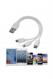 WOZLO 3 In 1 Usb Data Şarj Kablosu Mikro Usb Iphone Lightning Usb Type-c Android Ios Uyumlu - 1