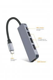 WOZLO Usb Type C 3.1 To Hdmi Usb-c / 3x Usb 3.0 Hub Çevirici Adaptör - 2