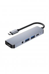 WOZLO 5 In 1 Usb Type-c 3.1 - Hdmi Ses Stereo Usb-c 3.0 Çevirici Adaptö - 2