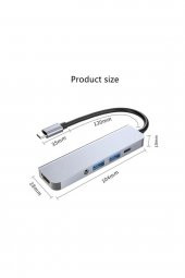 WOZLO Usb Type-c To Hdmi 4k Audio Ses Usb-c / 2xusb 3.0 Hub Otg Adaptör Çevirici Dönüştürücü Kablo 5 In 1 - 2