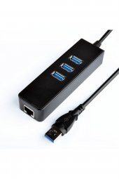 WOZLO 3 Port Usb 3.0 Gigabit Ethernet Lan Rj45 Ağ Adaptörü Hub - 1