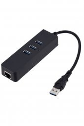 WOZLO 3 Port Usb 3.0 Gigabit Ethernet Lan Rj45 Ağ Adaptörü Hub - 2