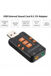 WOZLO 8.1 Usb Ses Kartı Virtual Sound 3d - Usb Harici Ses Kartı Chipli Versiyon - 2