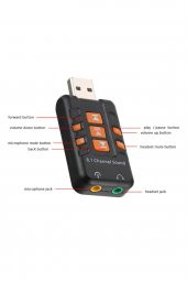 WOZLO 8.1 Usb Ses Kartı Virtual Sound 3d - Usb Harici Ses Kartı Chipli Versiyon - 3