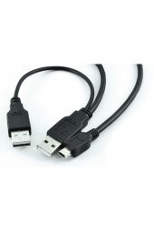BASTORE Harici Diskler Için 2 Usb 5 Pin Mini Usb Y Kablo Harddisk Kablosu - 1