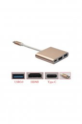 BASTORE Type C To Hdmi Usb 3.0 Çevirici Macbook Ipad Pro 11 Inç A1980 A1979 A1934 Ipad Pro 12.9 Uyumlu thumbnail 1