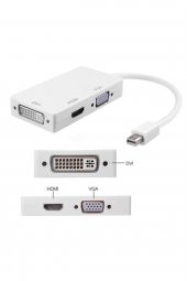BASTORE Mini Displayport To Hdmi Vga Dvi Çevirici 3 In 1 Thunderbolt to 3 lü Çevirici Dönüştürücü - 1