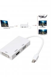 BASTORE Mini Displayport To Hdmi Vga Dvi Çevirici 3 In 1 Thunderbolt to 3 lü Çevirici Dönüştürücü - 2