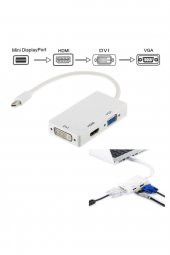 BASTORE Mini Displayport To Hdmi Vga Dvi Çevirici 3 In 1 Thunderbolt to 3 lü Çevirici Dönüştürücü - 3
