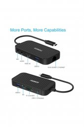 WOZLO Fıdeco Type C To 4k Hdmi - Usb 3.0 Hub, Gigabit Ethernet, Kart Okuyucu, Usb C, Mikrofon Kulaklık thumbnail 2