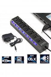 BASTORE 7 Port Usb Hub Çoklayıcı Çoğaltıcı Onoff Düğmeli Işıklı Adaptörlü - 2