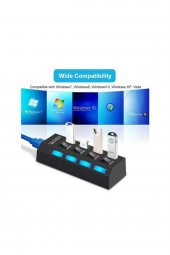 BASTORE 4 Port Usb 3.0 Çoklayıcı Hub Anahtarlı Işıklı Adaptörlü Çoğaltıcı - 2