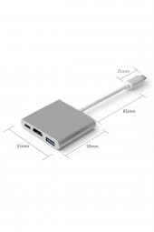 BASTORE Usb 3.1 Type-c To Hdmi Usb 3.0 Port Usb C Şarj Çevirici Adaptör - Type-c Mhl Kablo - 3