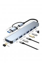 WOZLO Usb Type-c 3.1 - Usb 3.0 To Usb Çoklayıcı Hub 1*usb3.0 + 4* Usb2.0 + Pd 5w + Pd Data Çevirici Kablo - 1