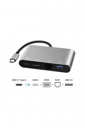 BASTORE Type C To 4k Hdmi Usb 3.0 Rj45 Gigabit Ethernet Çevirici Kablo - 3