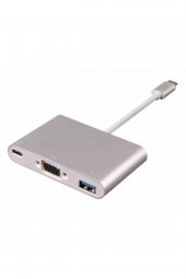WOZLO Type-c To 3 In 1 Vga Usb 3.0 Dönüştürücü Çevirici Adaptör Hub - 1