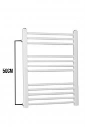 TOPRAK HAVLUPAN 50/70cm 10 Borulu Beyaz Yandan Girişli Havlupan Radyatör Banyo Isıtıcı Aks 50cm - 1