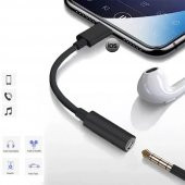 Tonex AX-01 Lightning 3.5mm Jack Dönüştürücü Kulaklık Kablosu Siyah - 3