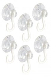 Askılı Vantuz Öpücük 4 Cm 6 Adet Büyük Kancalı Cam Vantuzu Öpücük Cam Askısı Pvc Vantuz Mutfak Banyo Pencere ve Kapı Camı Vantuzu - 1