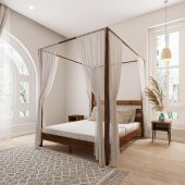 Natura Model Cibindirik Askılıklı Ceviz Renk Çam Ahşap Karyola - 1