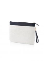 The Mia Peluş Clutch Çanta Beyaz 26x33 cm - 1