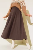 Kloş Model Kaşe Etek Kahve - 1