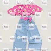 MODAVALS İSPANYOL PAÇA YIRTIK DETAYLI 4 PARÇA KIZ ÇOCUK KOTLU TAKIM - 6