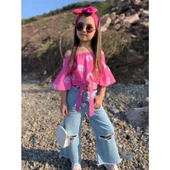 MODAVALS İSPANYOL PAÇA YIRTIK DETAYLI 4 PARÇA KIZ ÇOCUK KOTLU TAKIM - 4