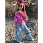 MODAVALS İSPANYOL PAÇA YIRTIK DETAYLI 4 PARÇA KIZ ÇOCUK KOTLU TAKIM - 7