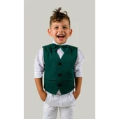 MODAVALS KARDEŞ KOMBİN YELEKLİ PAPYONLU ERKEK ÇOCUK TAKIM - YEŞİL - 4