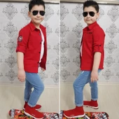 MODAVALS 4 PARÇA GÖMLEKLİ ERKEK ÇOCUK TAKIM - KIRMIZI - 7