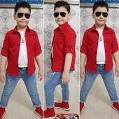 MODAVALS 4 PARÇA GÖMLEKLİ ERKEK ÇOCUK TAKIM - KIRMIZI - 4