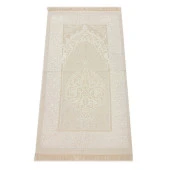 Bohçaya ve Mevlide Uygun Başörtülü Seccade Seti - Tesbihli - Beyaz thumbnail 5