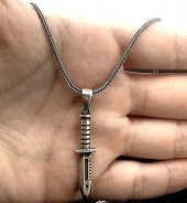 Rambo Bıçak Tasarımlı 925 Ayar Gümüş Kolye - 3