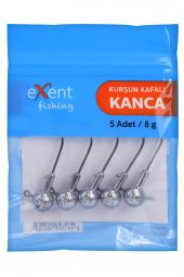Exent karbon çelik 8 gr. kurşun kafalı kanca-5 adet - 2