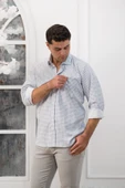 Advante Geniş Ve Rahat Kesim Cepli Küçük Kareli Klasik Erkek Gömlek thumbnail 12