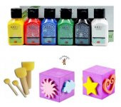 çocuklar için 6x75 ml  artdeco Parmak Boyası Ponpon fırçalı baskı kalıplı set thumbnail 1