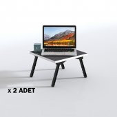 Kenzlife laptop dizüstü bilgisayar sehpası tankutay gri 2 li set 20*39*39 yemek sofra siyah ayak - 1