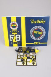 LİSANSLI FENERBAHÇE KARELİ ve ÇİZGİLİ A4 DEFTER, TOP BAŞLIKLI UÇLU KALEM, SİLGİ , 24LÜ ETİKET SETİ - 1
