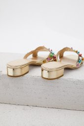 Duygushoesbag Hakiki DERİ Gold Özel Tasrım Terlik - 3