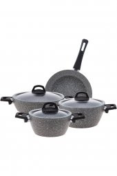 Gris Bio Granit 7 Parça Tencere Seti, Tava (Tencere Kapakları Dahil) - 1