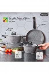 Gris Bio Granit 7 Parça Tencere Seti, Tava (Tencere Kapakları Dahil) - 3